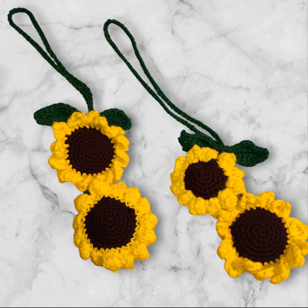 One Hand Made crochet Sunflower Mirror Hanger